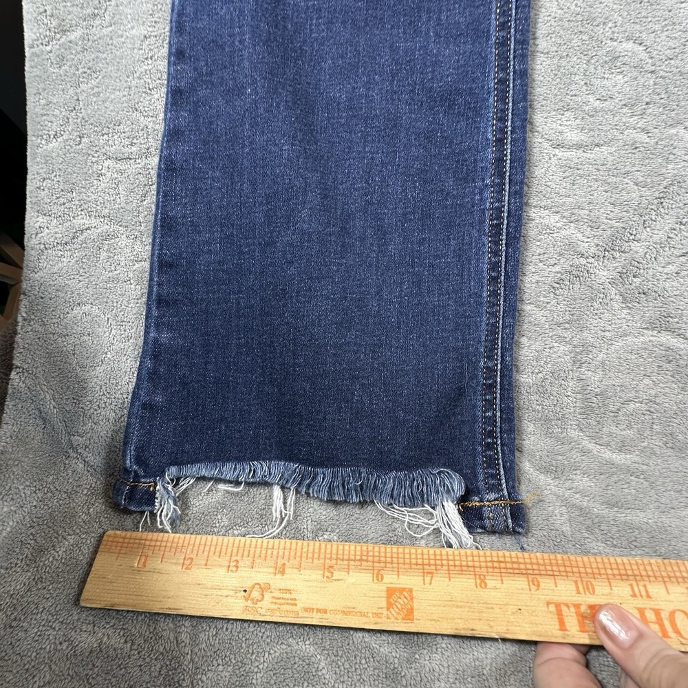 Judy Blue Boot Cut Jeans 13/31 Blue Distressed Mid Rise Frayed Hem Double Button - Picture 3 of 12